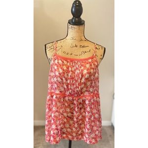 OLD NAVY Coral Floral Baby Doll Tank Top Size Large